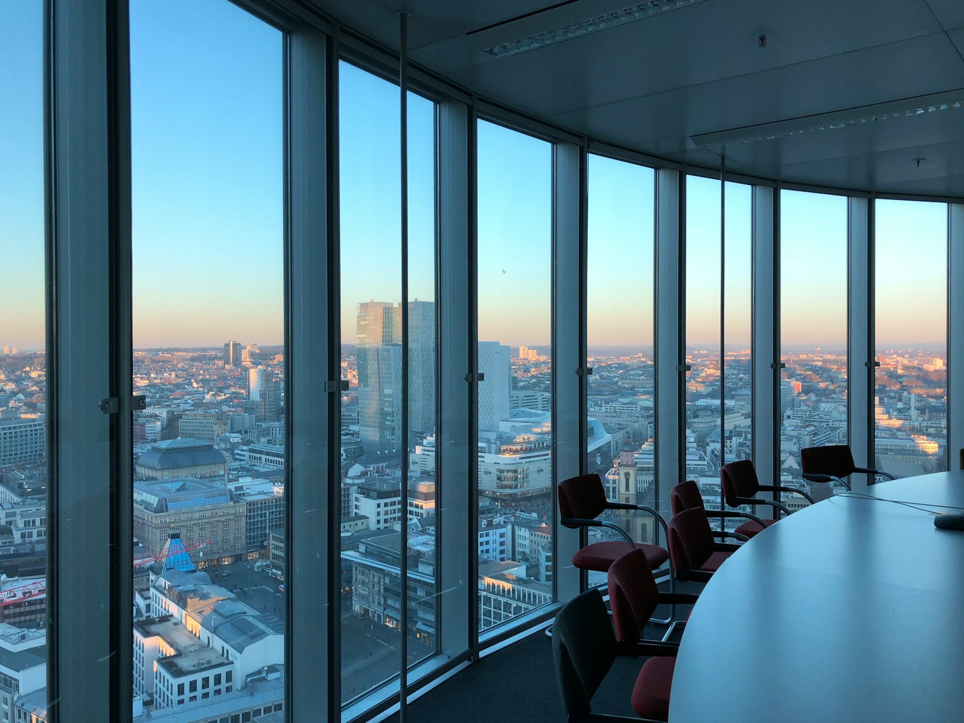 A city view from an office