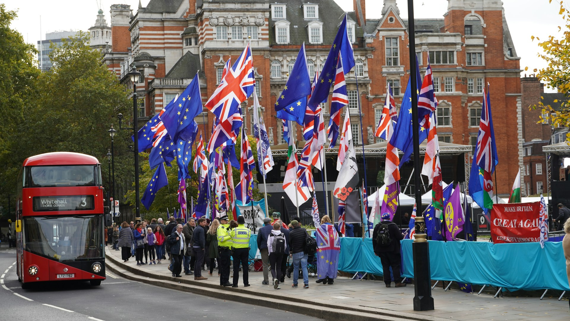 A photo of a street protest