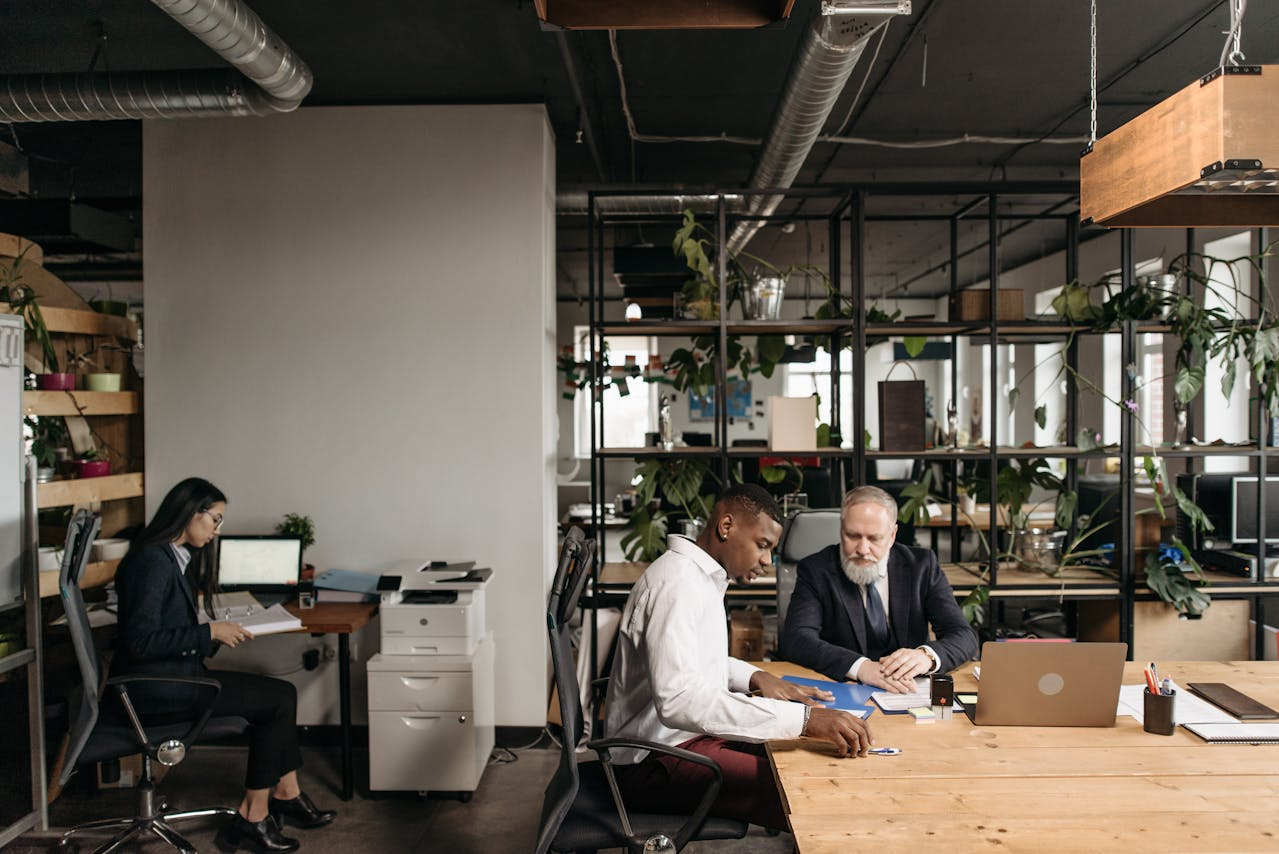 Office workers on a discussion