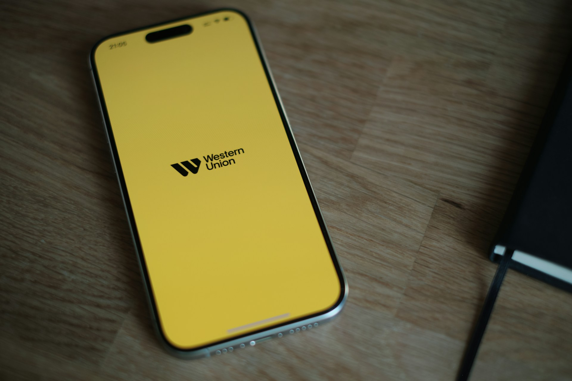 Phone showing the logo of Western Union