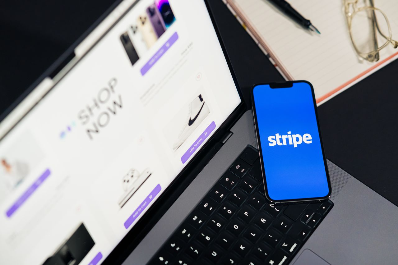 Mobile phone displaying Stripe app