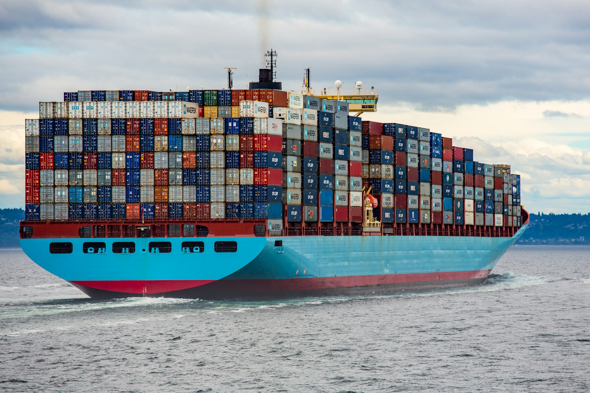 A container ship on the sea