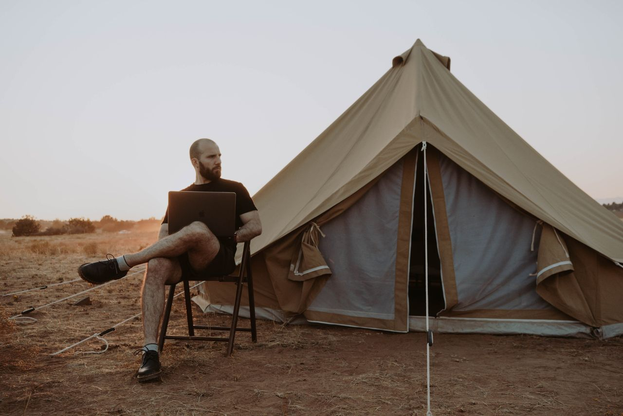 A digital nomad camping