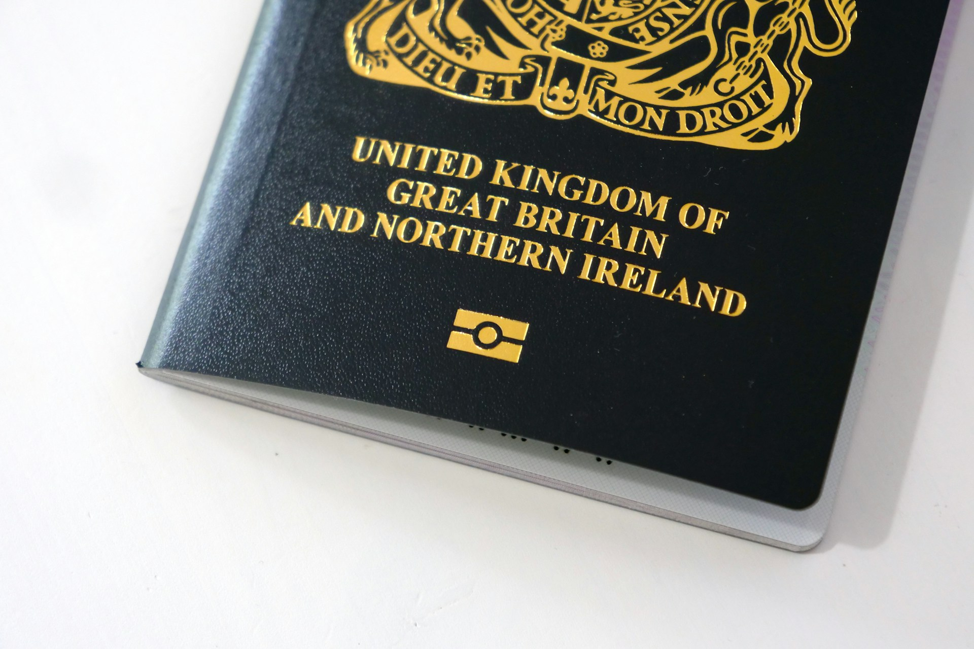Close up of the UK passport