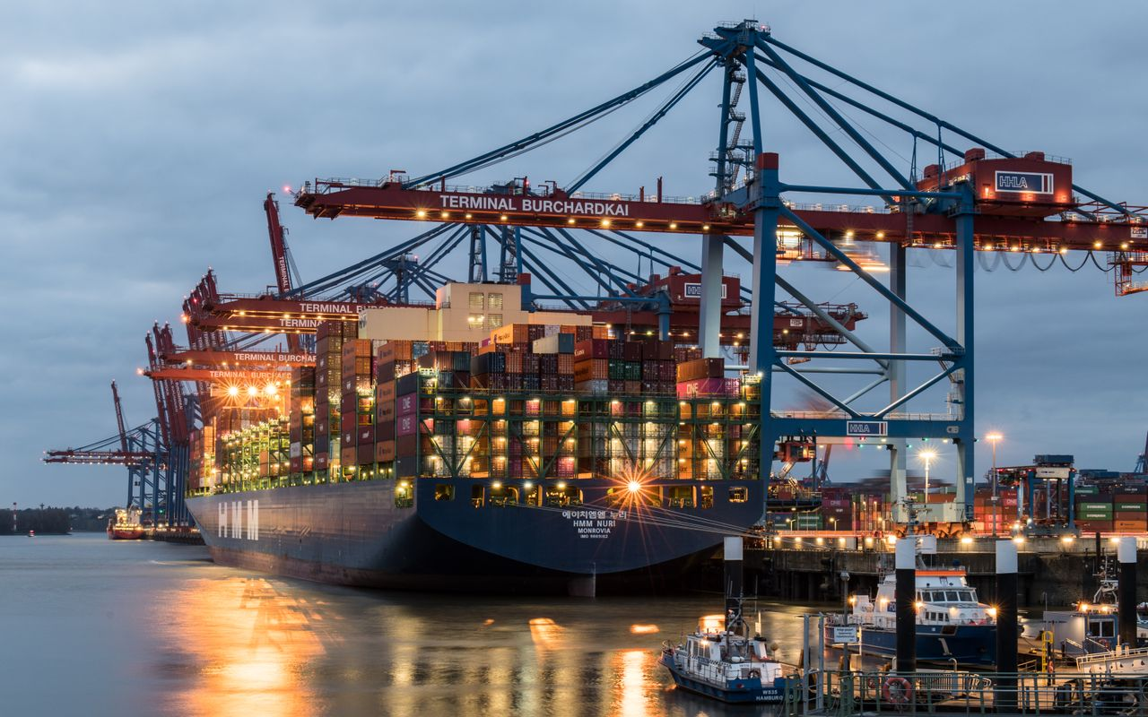 Container ships on a shipping port
