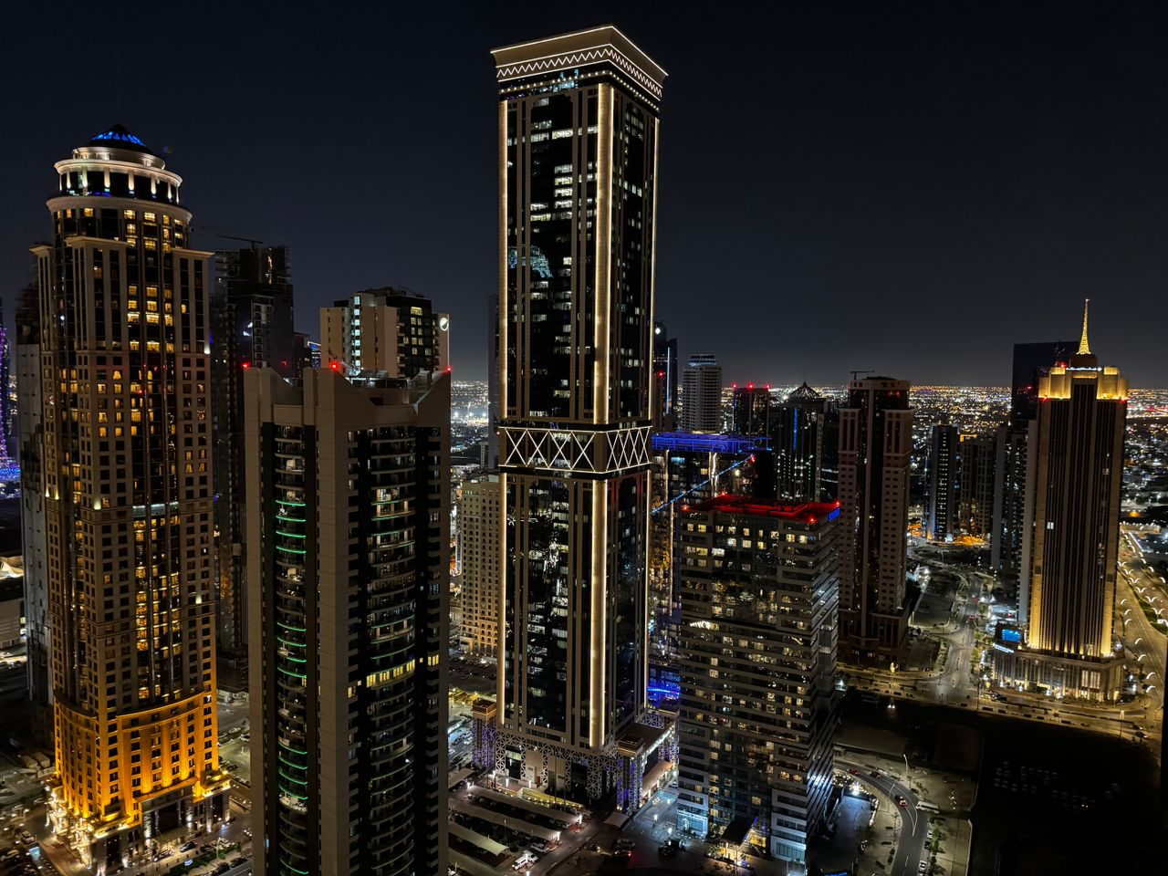 Urban landscape of Dubai at night