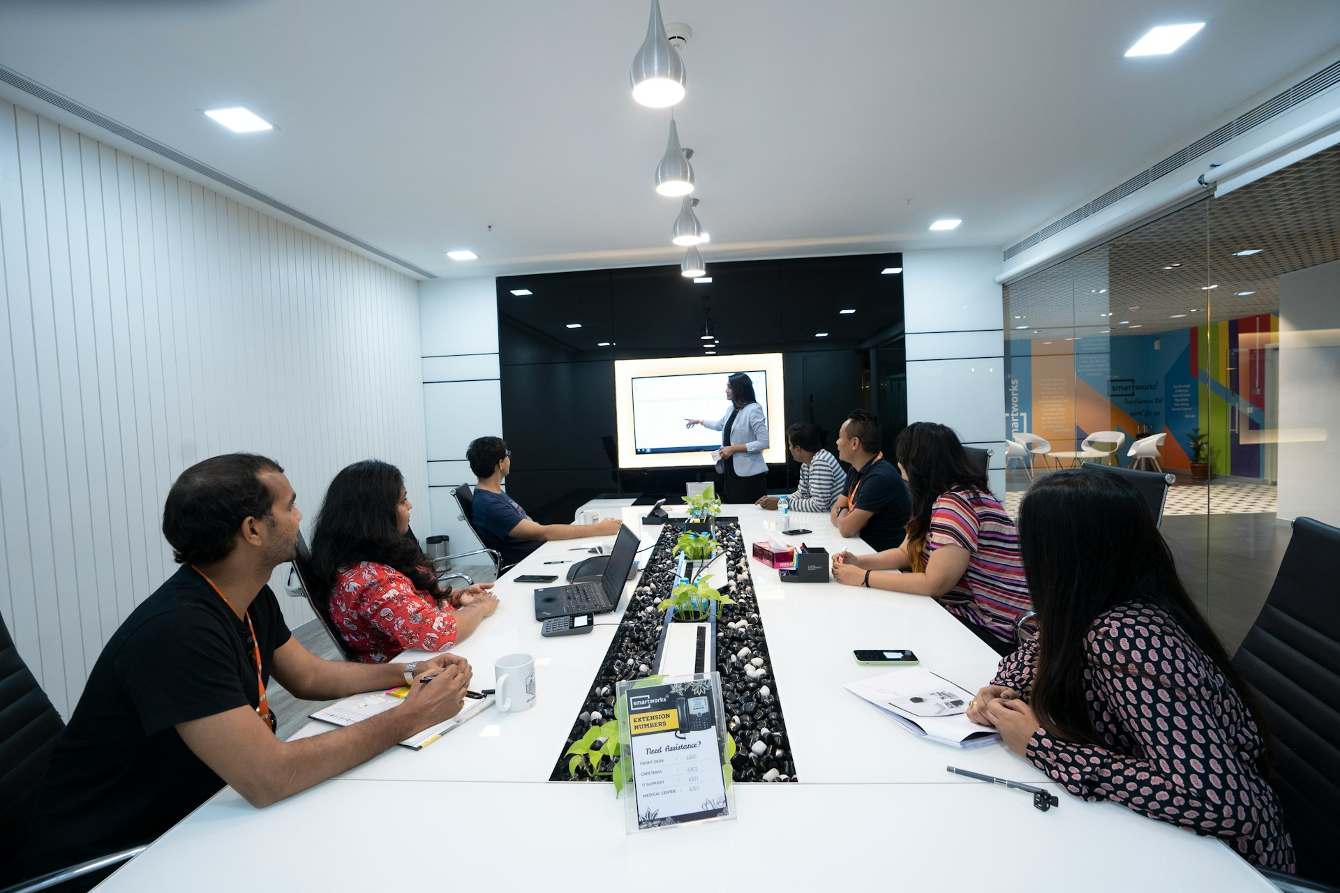 A group of people on a company meeting