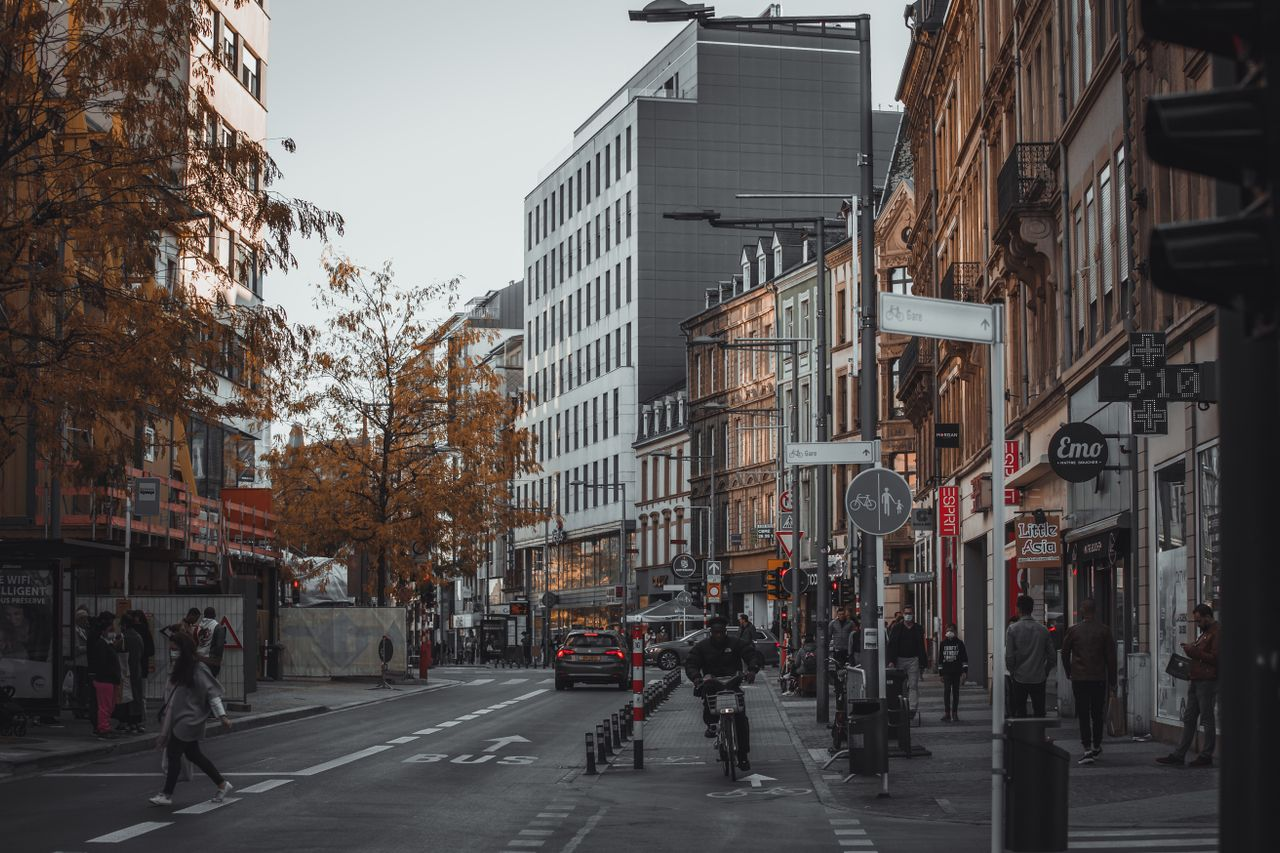 Bustling street in Luxembourg City