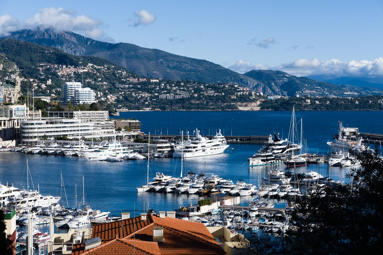 Monaco marina with luxurious yachts