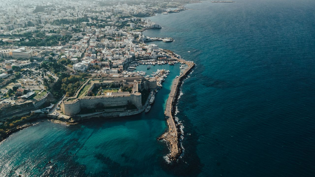 Stunning aerial shot of Kyrenia, Cyprus