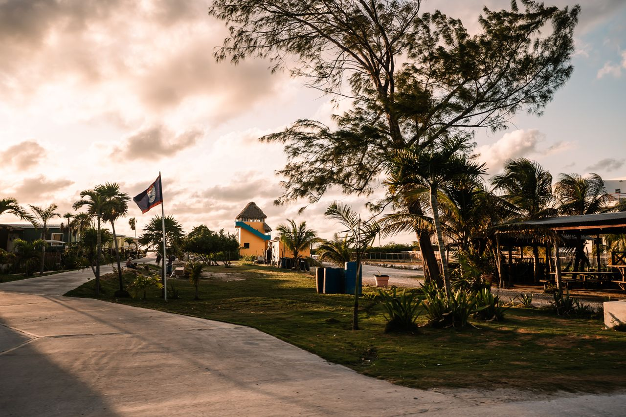 Sunrise scene on a Belize coastal road