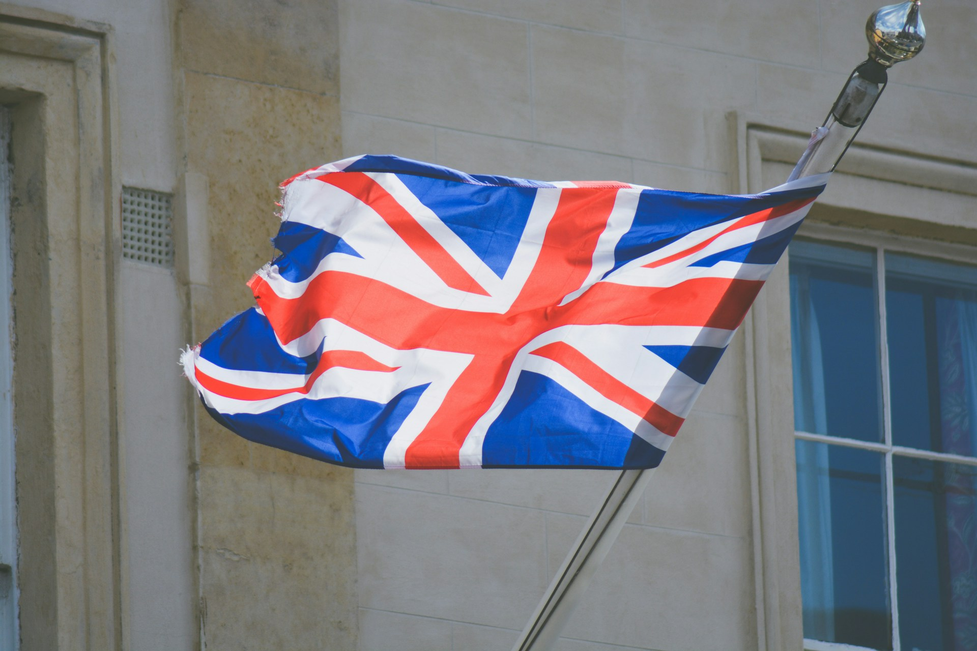 UK flag hanging on a pole
